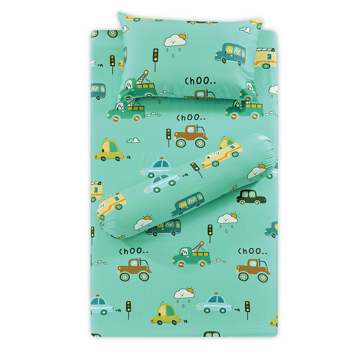 Aussino Kids Vroomy 100% Cotton Fitted Sheet Set