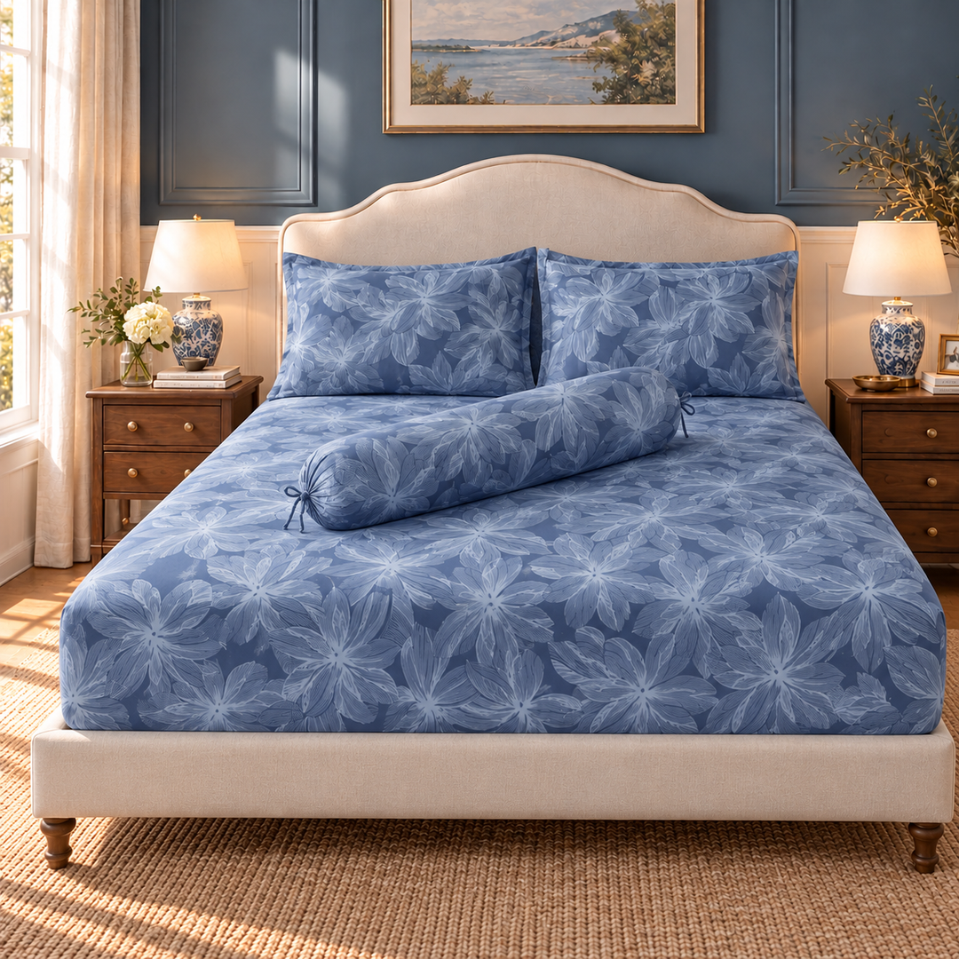 Contempo Celeste 100% Cotton Fitted Sheet Set