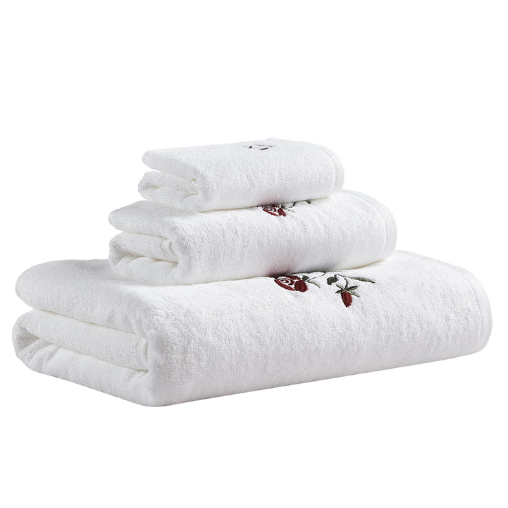 Aussino Rose Embroidery 100% Cotton 3pcs Towel Set