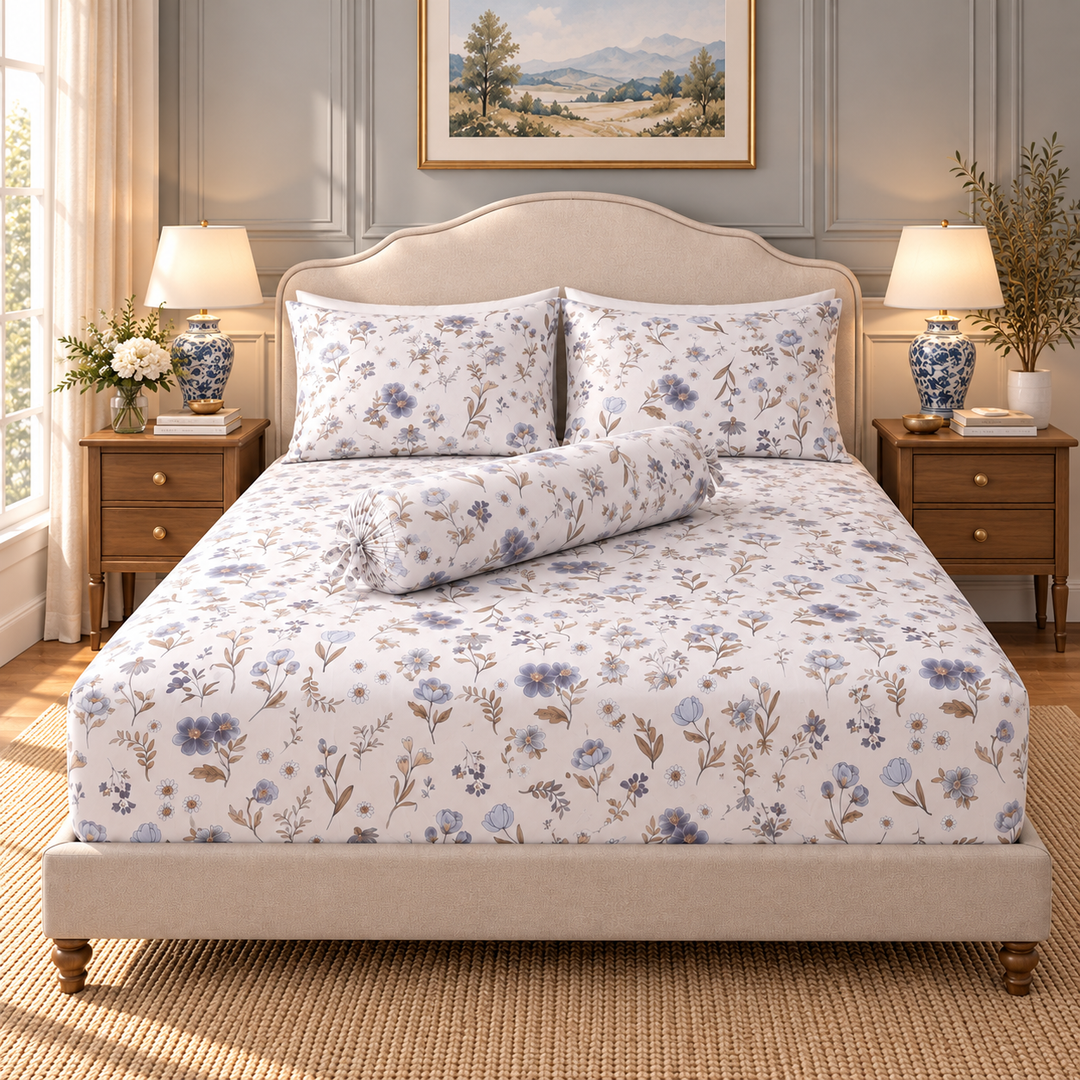 Contempo Fenella 100% Cotton Fitted Sheet Set