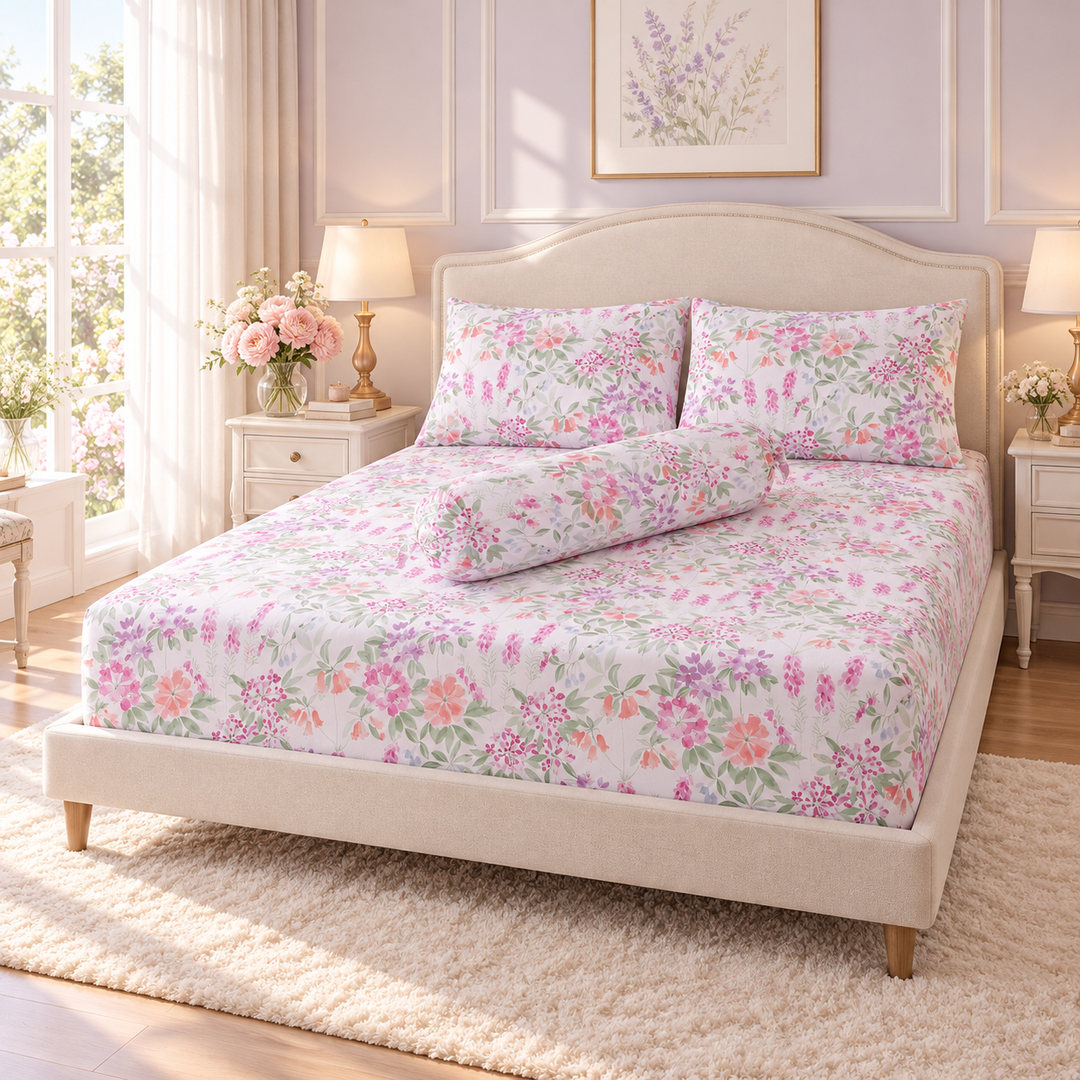 Contempo Gracie 100% Cotton Fitted Sheet Set