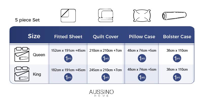 COOLING TENCEL™ Lunata Pure Luxury Sheet Set- 5pcs Set - Aussino Malaysia