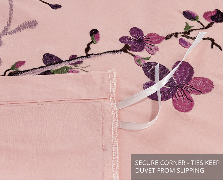 Contempo Sakura Embroidery 100% Cotton Quilt Cover Set