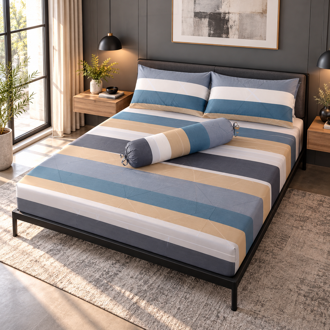 Inspire Terris 100% Cotton Fitted Sheet Set