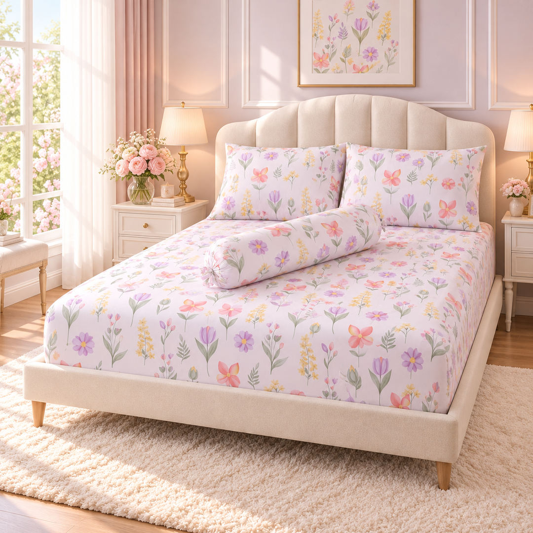 Contempo Yuliana 100% Cotton Fitted Sheet Set