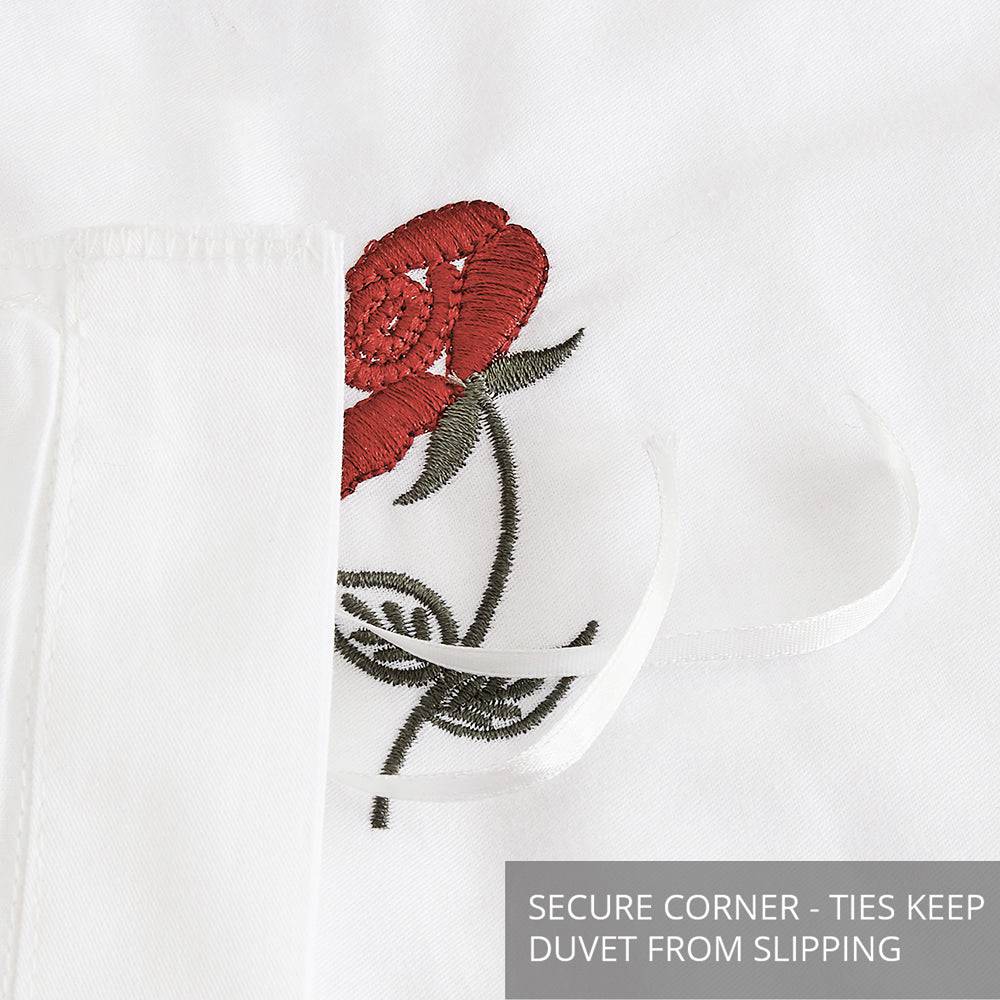 Contempo Rose Embroidery 100% Cotton Quilt Cover Set - Aussino Singapore