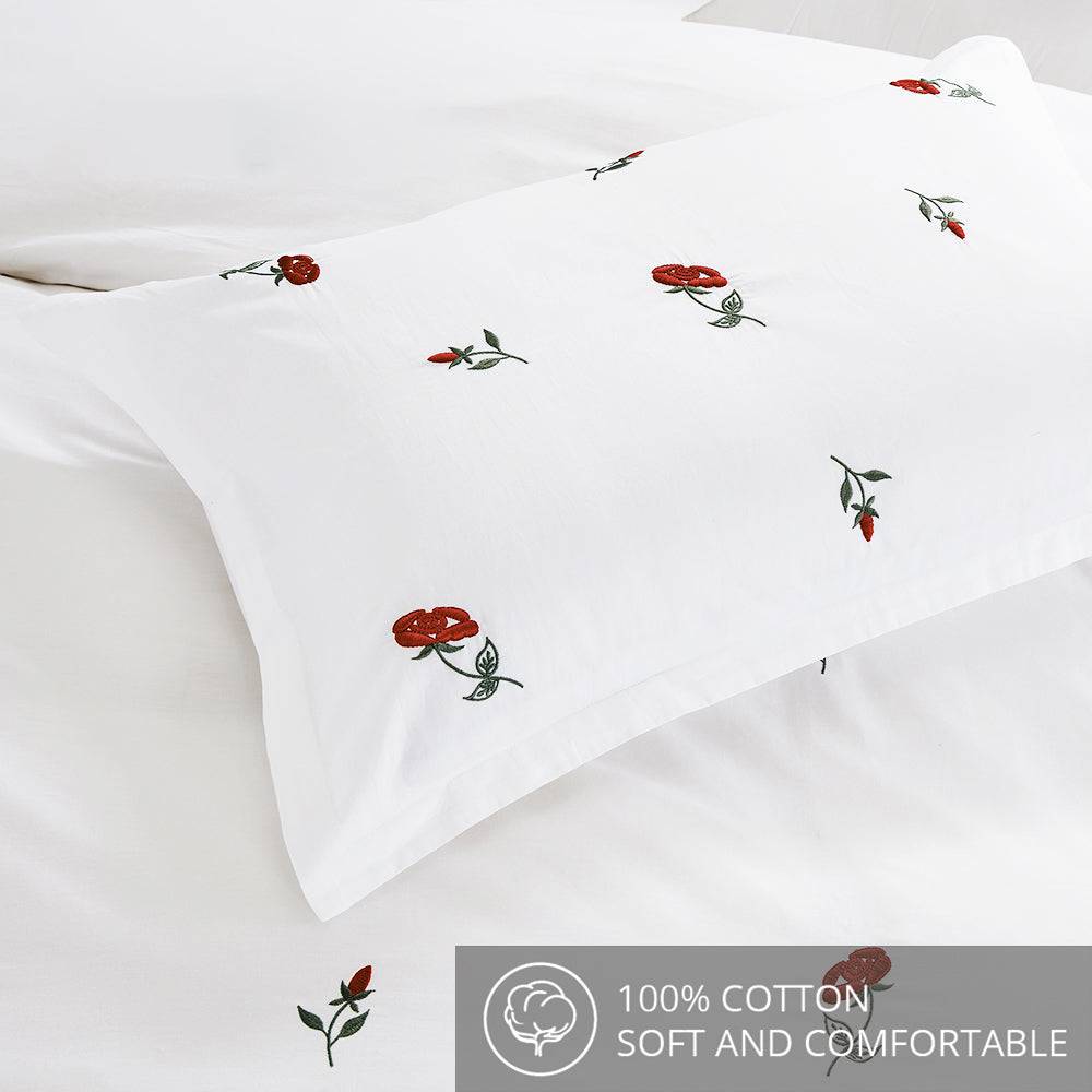Contempo Rose Embroidery 100% Cotton Quilt Cover Set - Aussino Singapore