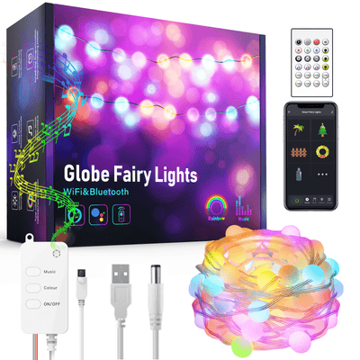 Globe Fairy Festive Decorative Light with Music Control Remote App - Aussino Singapore
